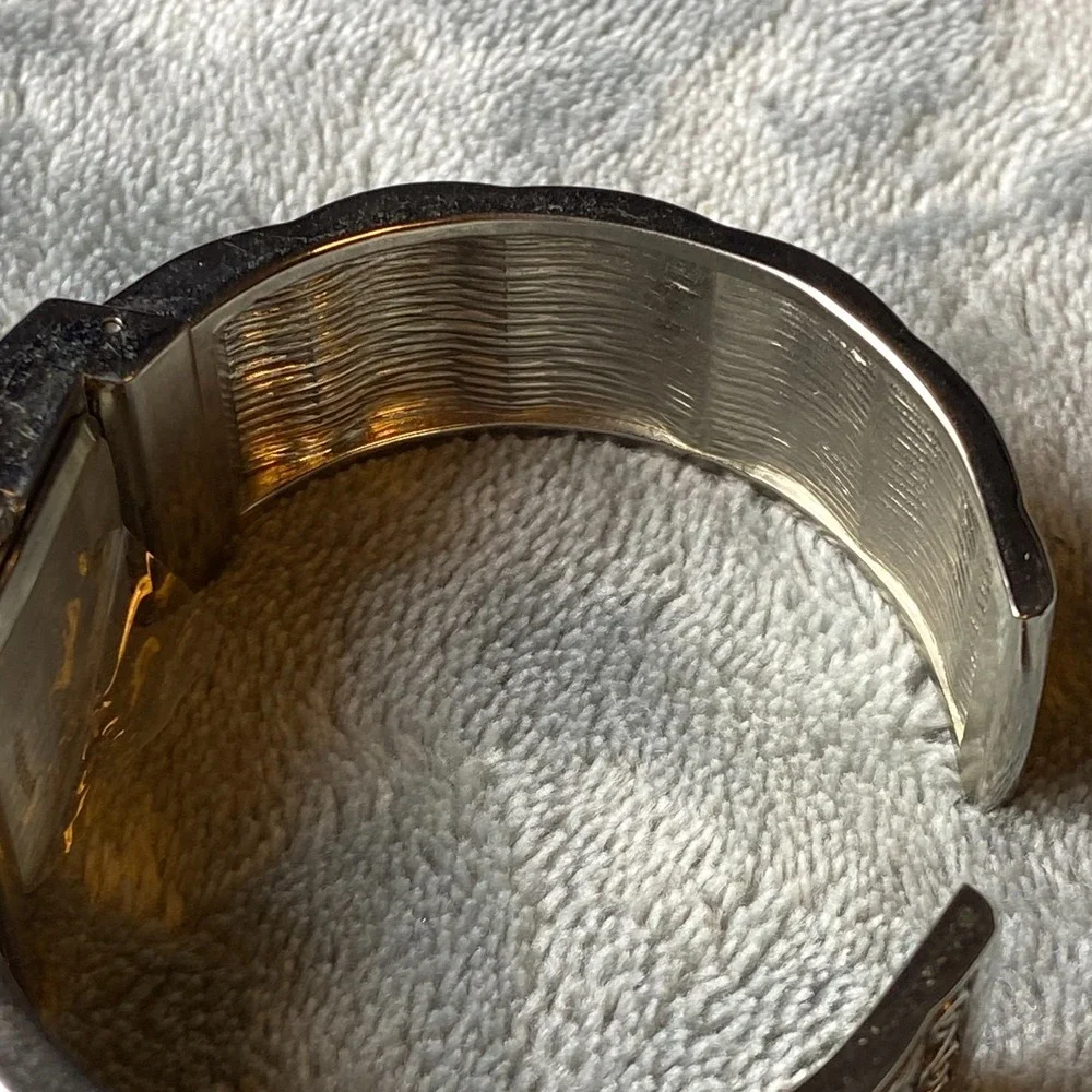 Avon Cuff Watch Antiqued Textured Quartz, With Original Box